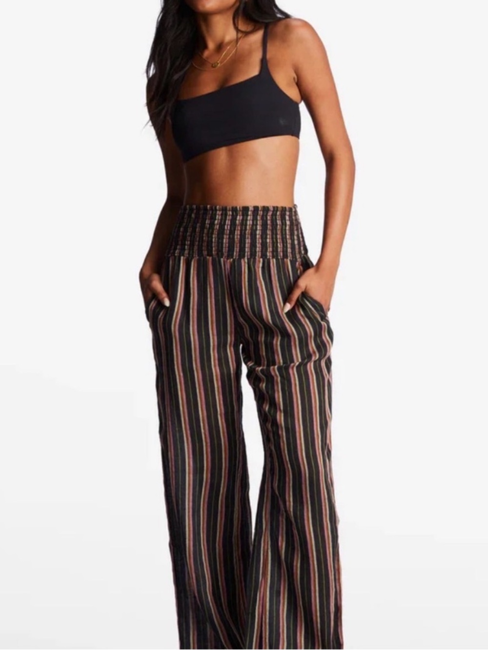 Billabong New Waves 2 Wide Leg Pants Size Small Elastic Waist
